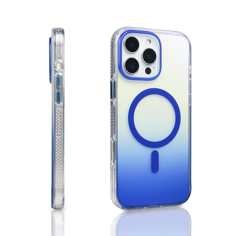 Apple iPhone 16 Pro Max Kılıf M-safe Şarj Özellikli Transparan Renk Geçişli Zore Toros Kapak Gold
