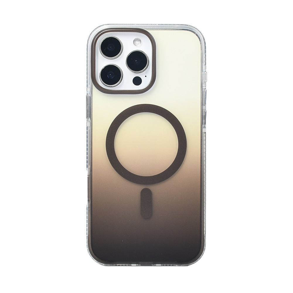 Apple iPhone 16 Pro Max Kılıf M-safe Şarj Özellikli Transparan Renk Geçişli Zore Toros Kapak Gold