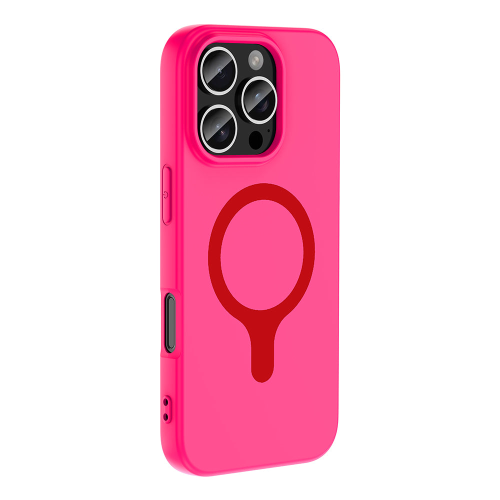 Apple iPhone 16 Pro Max Kılıf M-Safe Şarj Özellikli Zore Aris Silikon Kapak Koyu Pembe