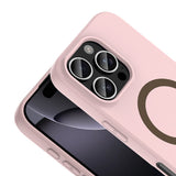 Apple iPhone 16 Pro Max Kılıf M-Safe Şarj Özellikli Zore Aris Silikon Kapak Açık Pembe