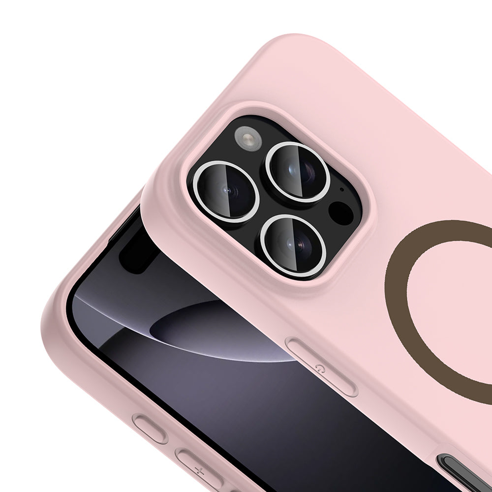 Apple iPhone 16 Pro Max Kılıf M-Safe Şarj Özellikli Zore Aris Silikon Kapak Açık Pembe