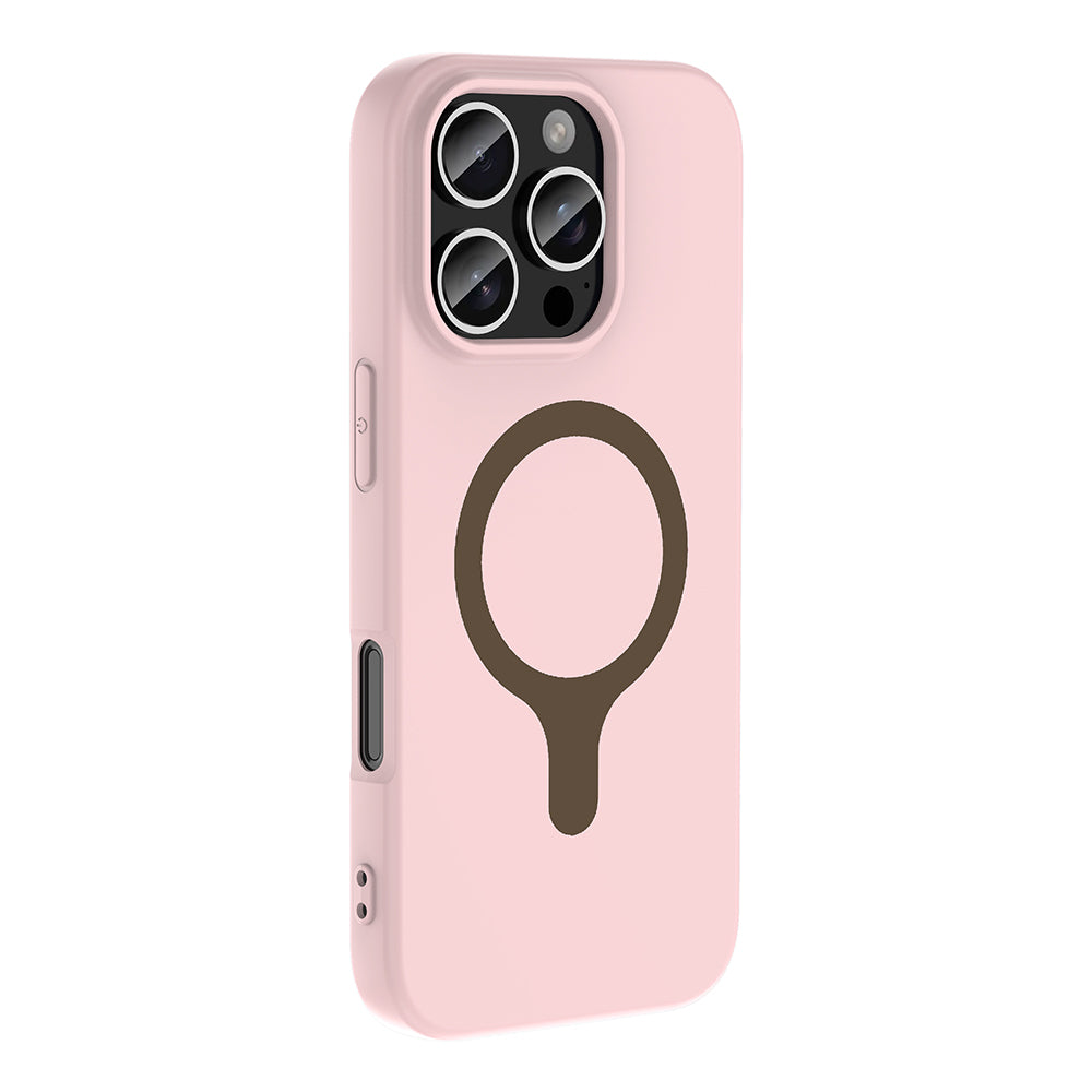 Apple iPhone 16 Pro Max Kılıf M-Safe Şarj Özellikli Zore Aris Silikon Kapak Açık Pembe