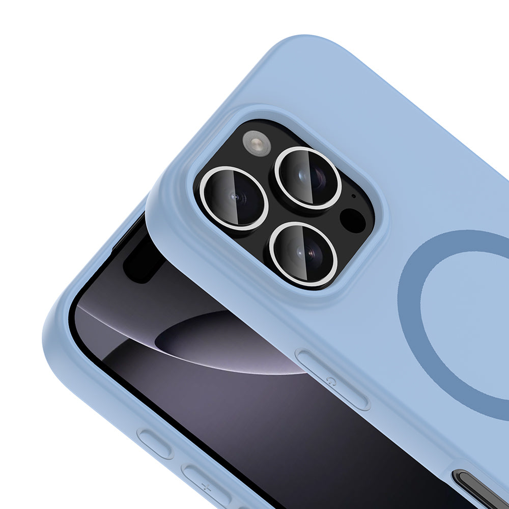 Apple iPhone 16 Pro Max Kılıf M-Safe Şarj Özellikli Zore Aris Silikon Kapak Baby Blue