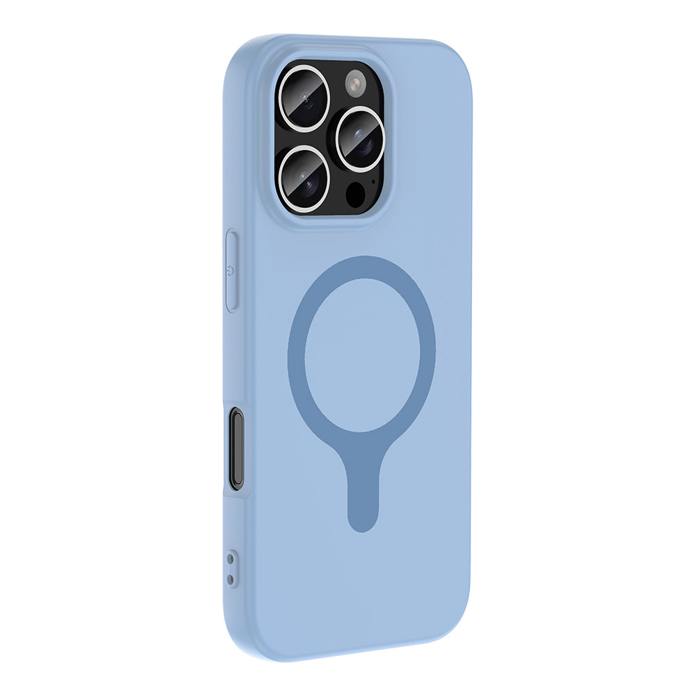 Apple iPhone 16 Pro Max Kılıf M-Safe Şarj Özellikli Zore Aris Silikon Kapak Baby Blue