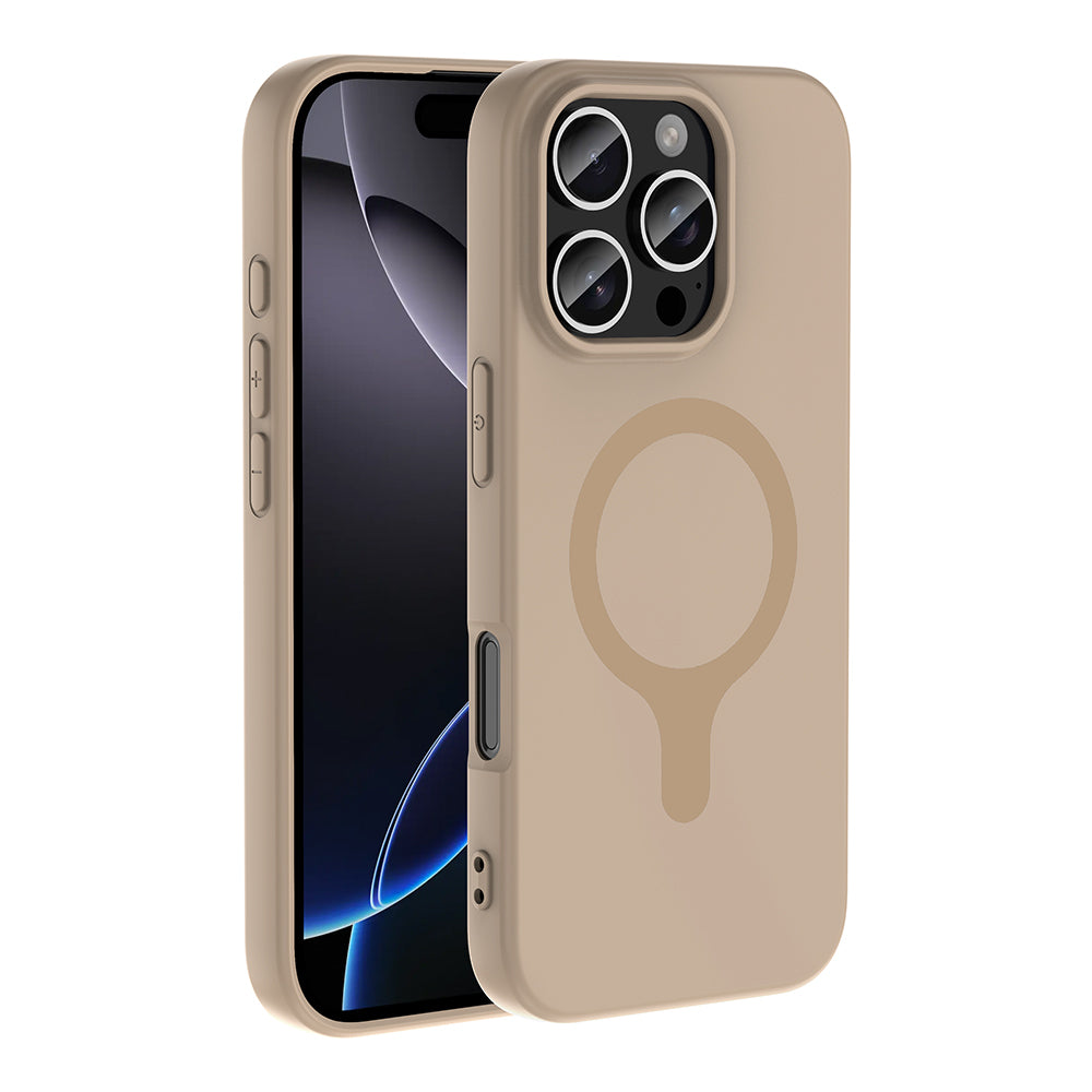 Apple iPhone 16 Pro Max Kılıf M-Safe Şarj Özellikli Zore Aris Silikon Kapak Krem