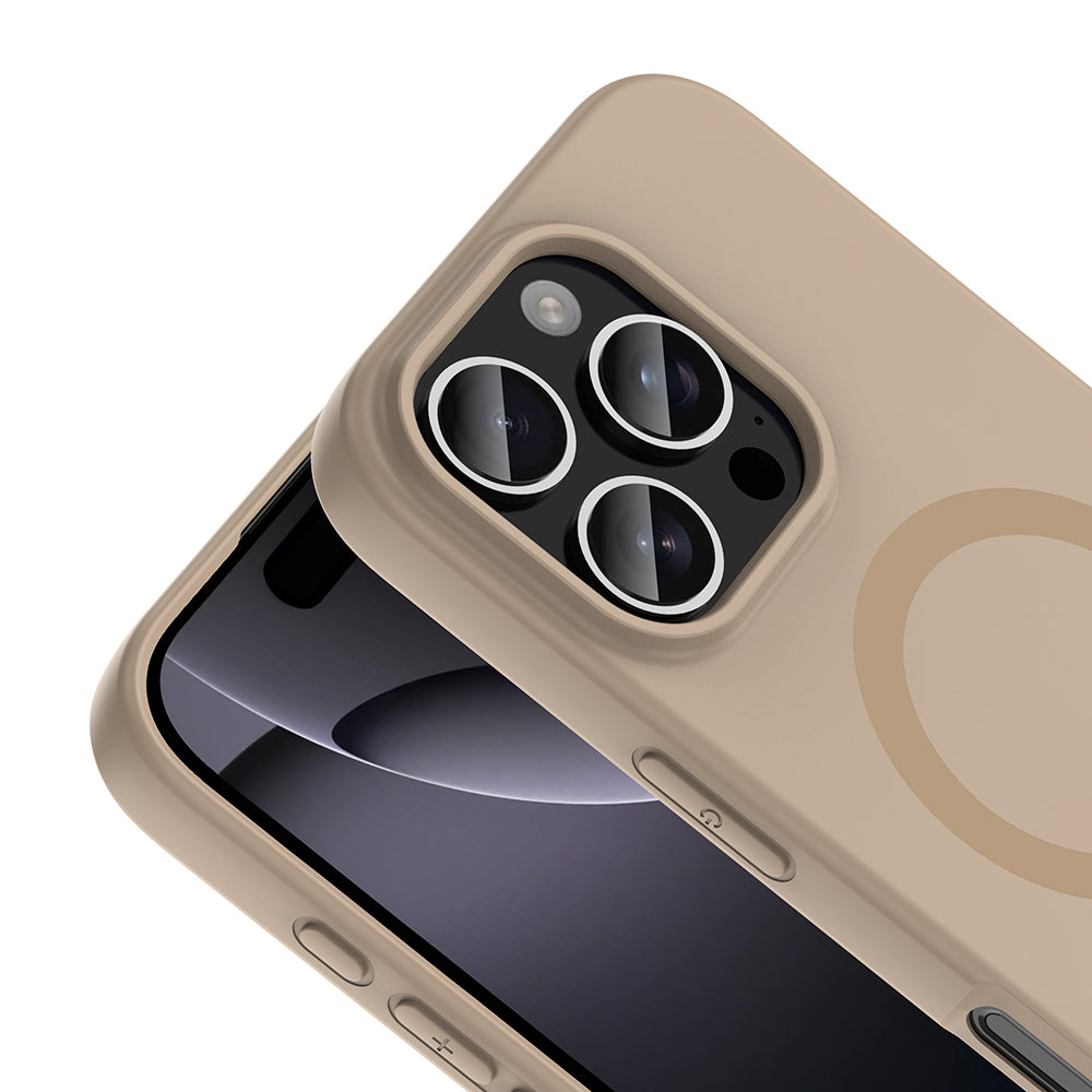Apple iPhone 16 Pro Max Kılıf M-Safe Şarj Özellikli Zore Aris Silikon Kapak Krem