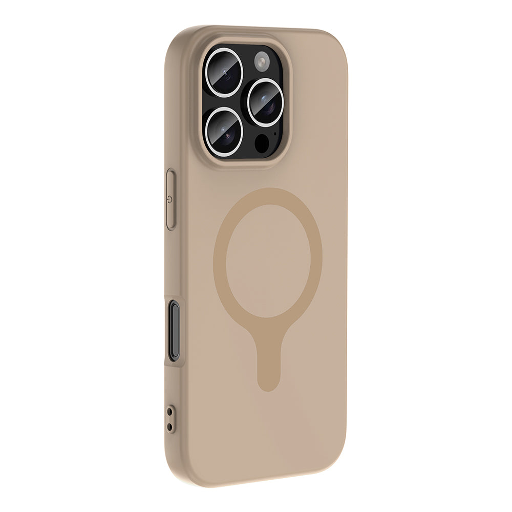 Apple iPhone 16 Pro Max Kılıf M-Safe Şarj Özellikli Zore Aris Silikon Kapak Krem