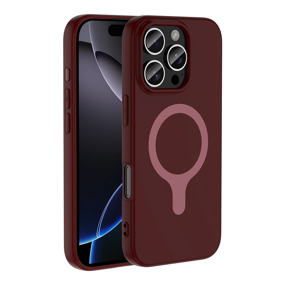 Apple iPhone 16 Pro Max Kılıf M-Safe Şarj Özellikli Zore Aris Silikon Kapak Mürdüm