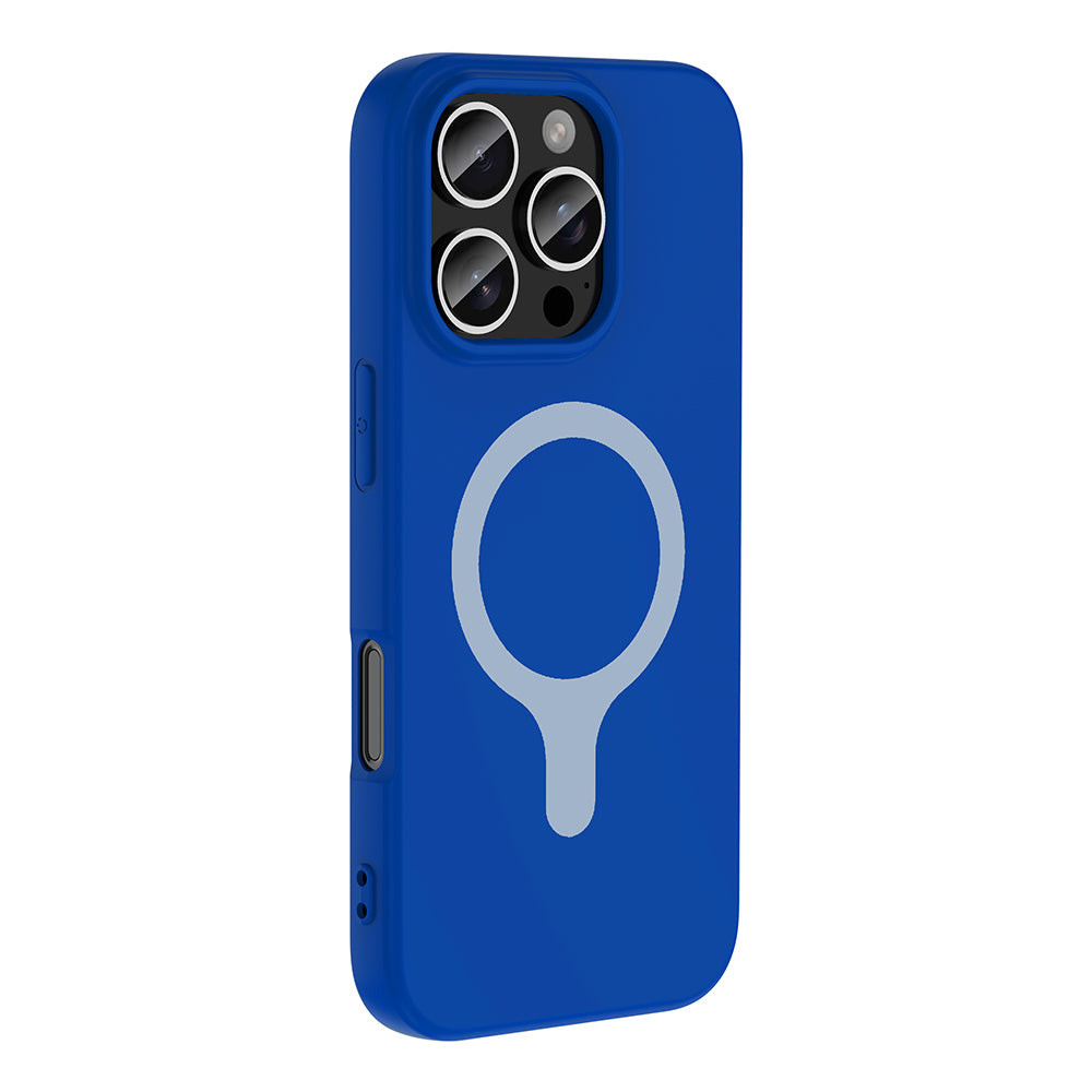 Apple iPhone 16 Pro Max Kılıf M-Safe Şarj Özellikli Zore Aris Silikon Kapak Saks Mavi