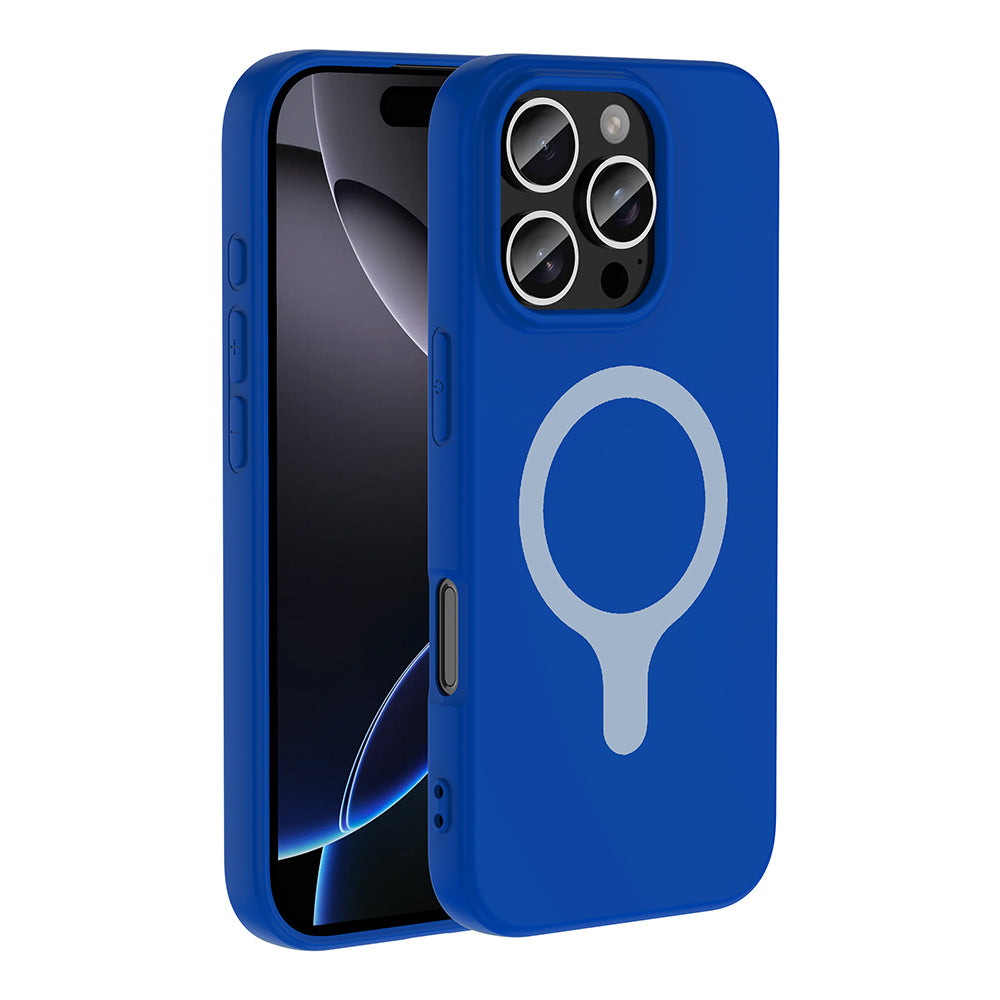 Apple iPhone 16 Pro Max Kılıf M-Safe Şarj Özellikli Zore Aris Silikon Kapak Saks Mavi