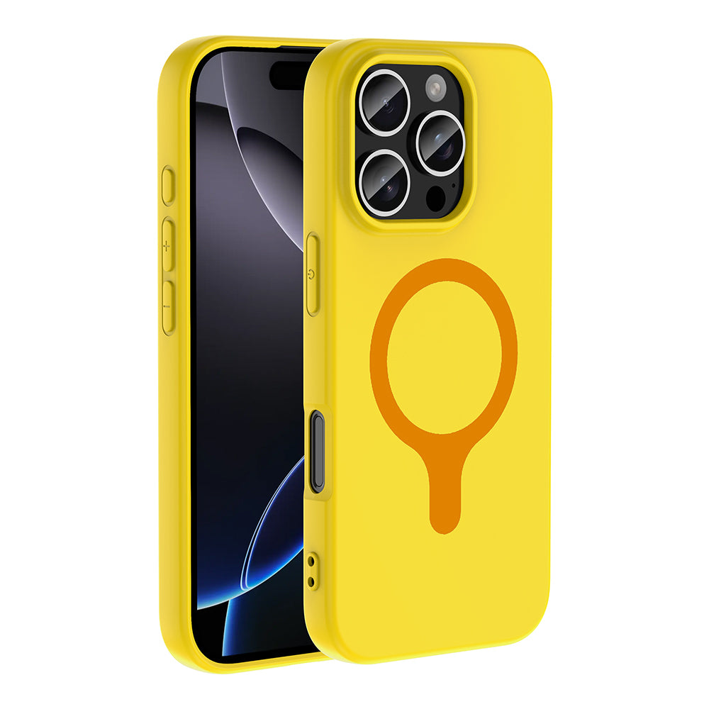 Apple iPhone 16 Pro Max Kılıf M-Safe Şarj Özellikli Zore Aris Silikon Kapak Sarı