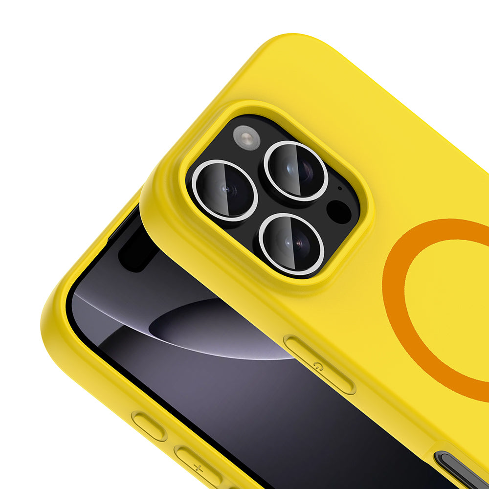 Apple iPhone 16 Pro Max Kılıf M-Safe Şarj Özellikli Zore Aris Silikon Kapak Sarı
