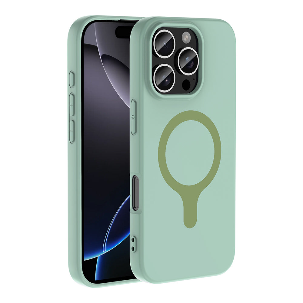 Apple iPhone 16 Pro Max Kılıf M-Safe Şarj Özellikli Zore Aris Silikon Kapak Turkuaz