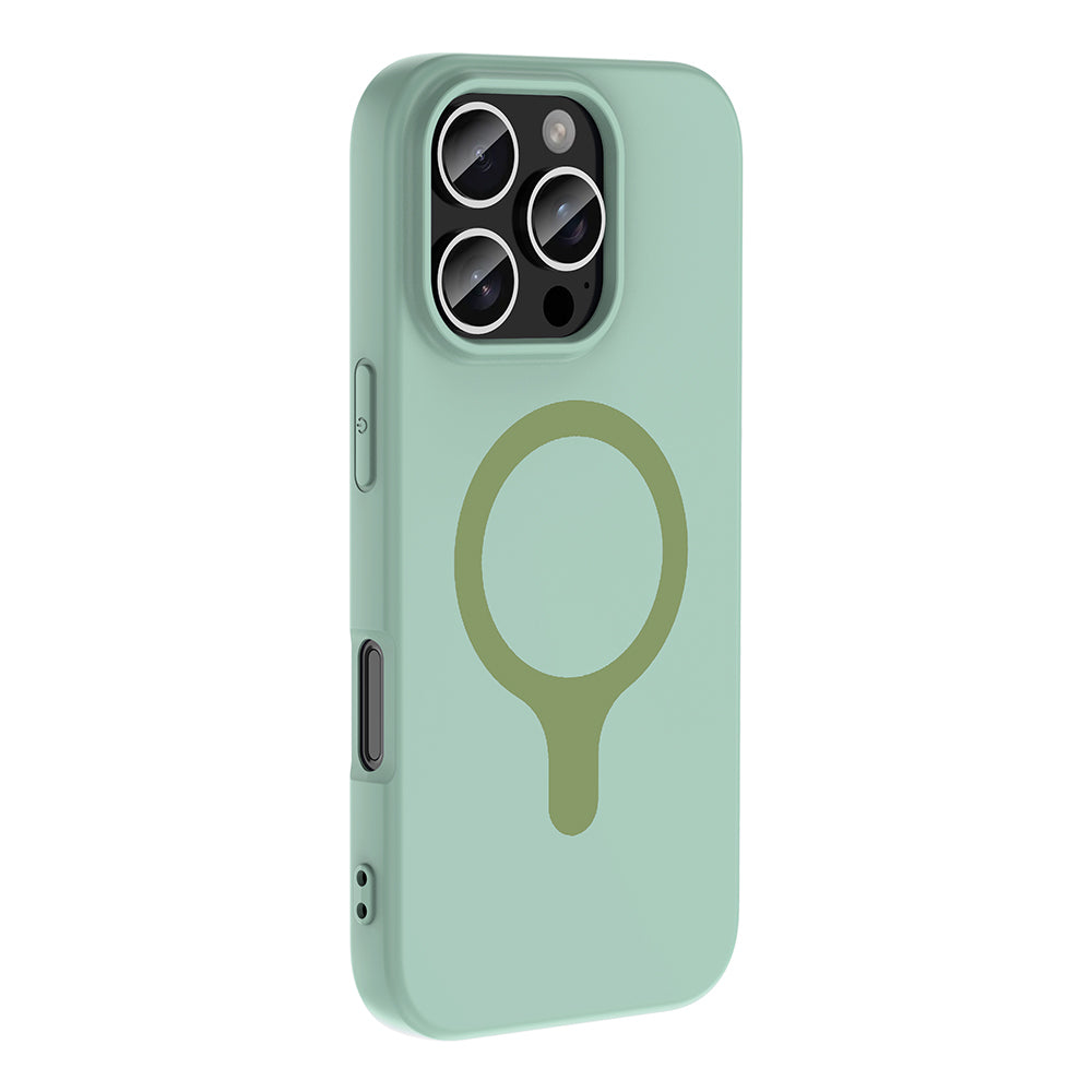Apple iPhone 16 Pro Max Kılıf M-Safe Şarj Özellikli Zore Aris Silikon Kapak Turkuaz