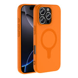 Apple iPhone 16 Pro Max Kılıf M-Safe Şarj Özellikli Zore Aris Silikon Kapak Turuncu