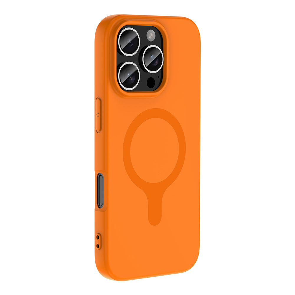 Apple iPhone 16 Pro Max Kılıf M-Safe Şarj Özellikli Zore Aris Silikon Kapak Turuncu