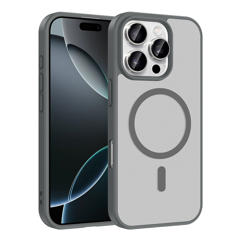 Apple iPhone 16 Pro Max Kılıf M-safe Şarj Özellikli Babet Kapak Gri