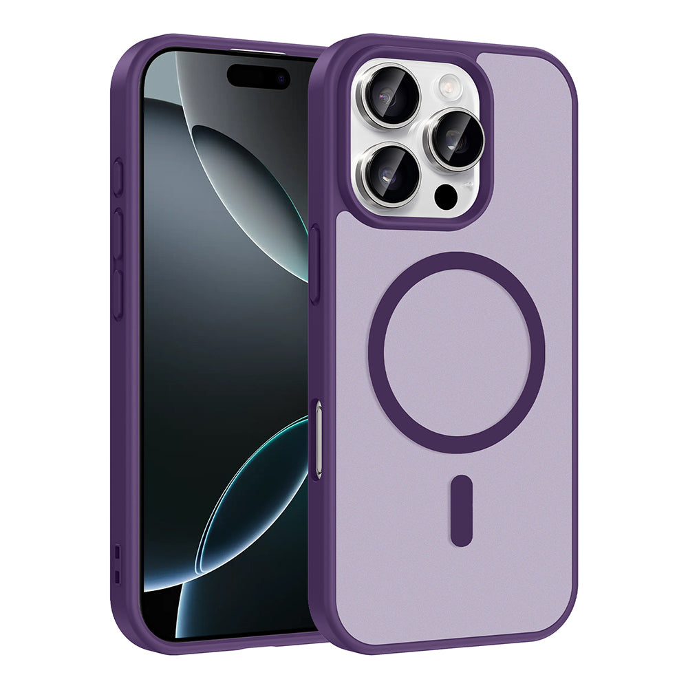 Apple iPhone 16 Pro Max Kılıf M-safe Şarj Özellikli Babet Kapak Derin Mor