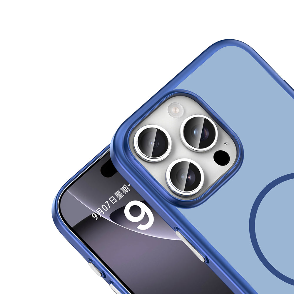 Apple iPhone 16 Pro Max Kılıf M-Safe Şarj Özellikli Zore Lora PC Kapak Lacivert
