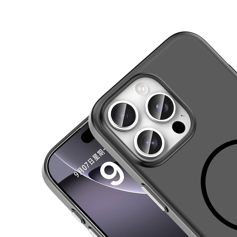 Apple iPhone 16 Pro Max Kılıf M-Safe Şarj Özellikli Zore Lora PC Kapak Siyah