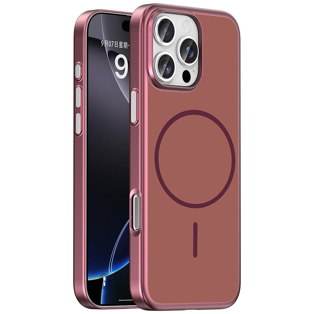 Apple iPhone 16 Pro Max Kılıf M-Safe Şarj Özellikli Zore Lora PC Kapak Mürdüm