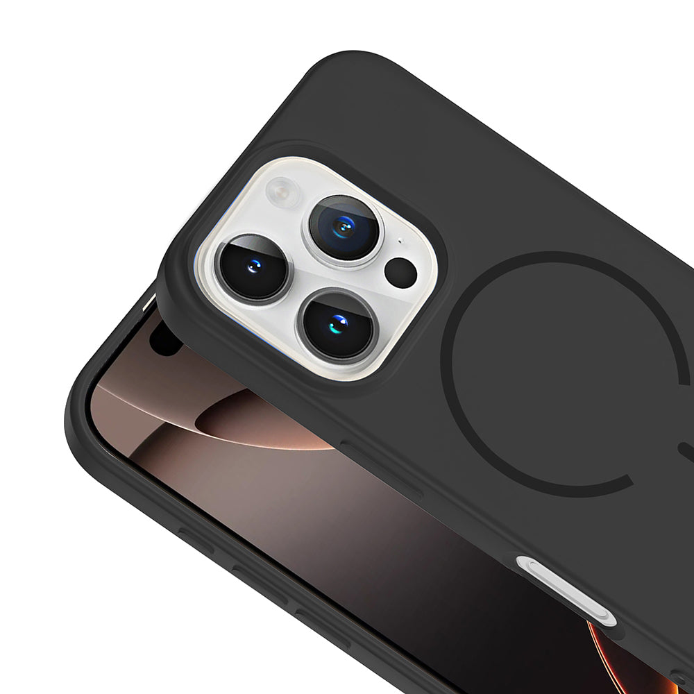 Apple iPhone 16 Pro Max Kılıf M-safe Şarj Özellikli Zore Meta Kapak Lacivert