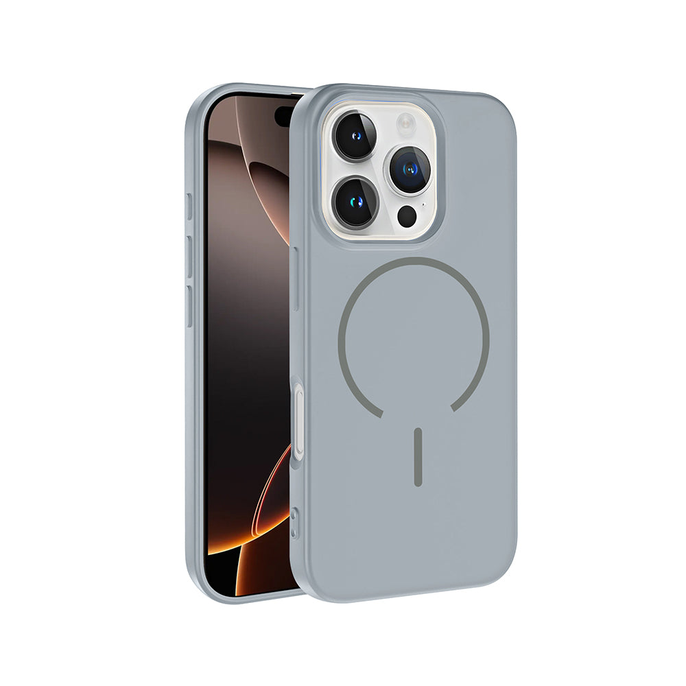 Apple iPhone 16 Pro Max Kılıf M-safe Şarj Özellikli Zore Meta Kapak Titanyum-Gri