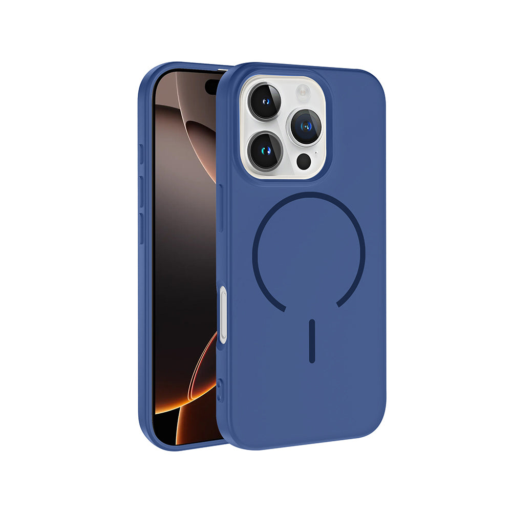 Apple iPhone 16 Pro Max Kılıf M-safe Şarj Özellikli Zore Meta Kapak Lacivert