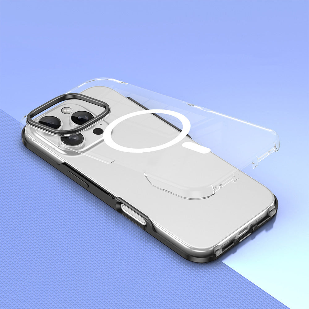 Apple iPhone 16 Pro Max Kılıf M-safe Şarj Özellikli Çıkarılabilir Arka Yüzeyli Zore Polar Kapak Siyah
