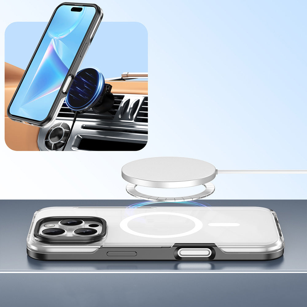 Apple iPhone 16 Pro Max Kılıf M-safe Şarj Özellikli Çıkarılabilir Arka Yüzeyli Zore Polar Kapak Gold