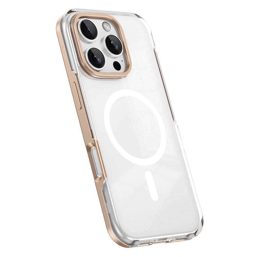Apple iPhone 16 Pro Max Kılıf M-safe Şarj Özellikli Çıkarılabilir Arka Yüzeyli Zore Polar Kapak Gold
