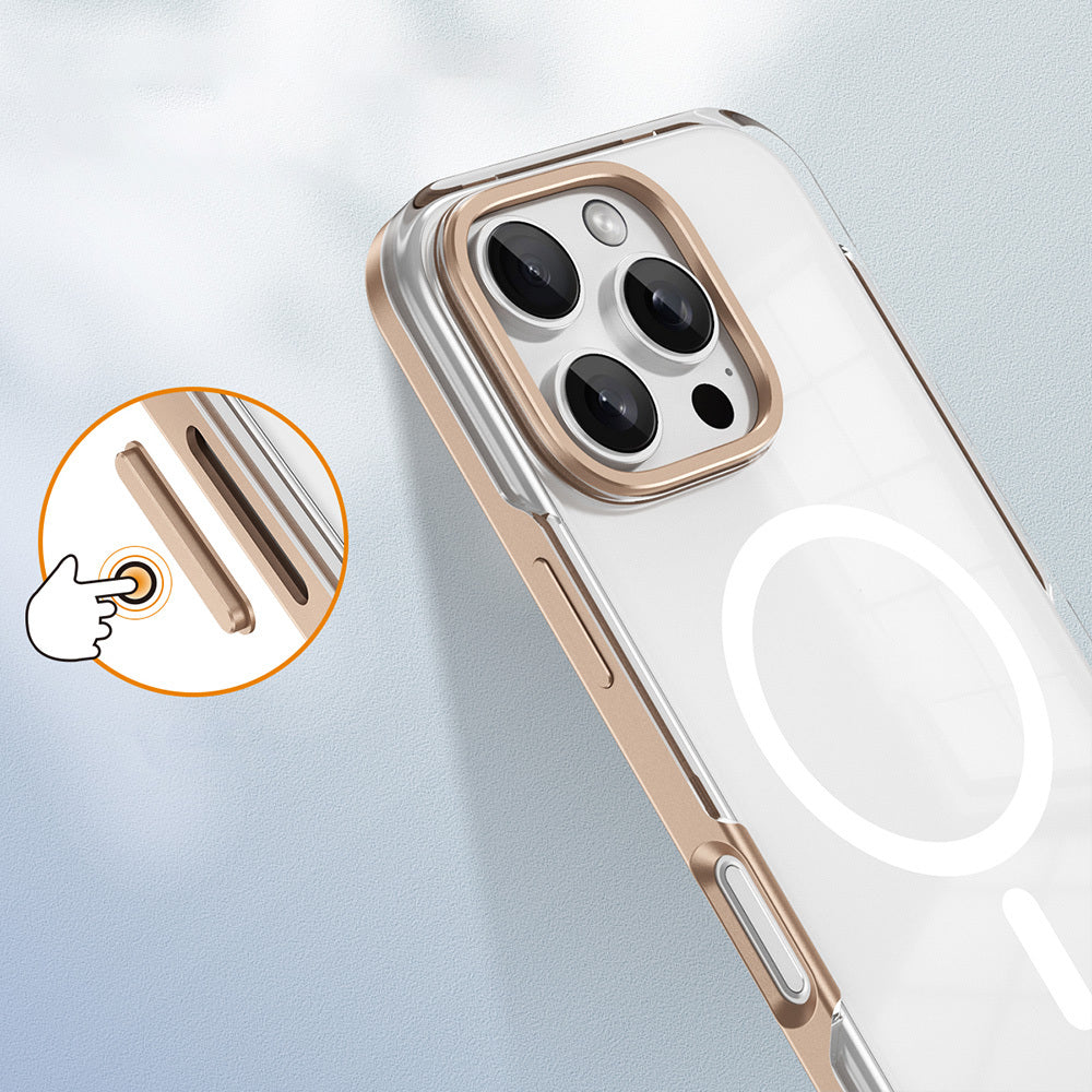 Apple iPhone 16 Pro Max Kılıf M-safe Şarj Özellikli Çıkarılabilir Arka Yüzeyli Zore Polar Kapak Gold