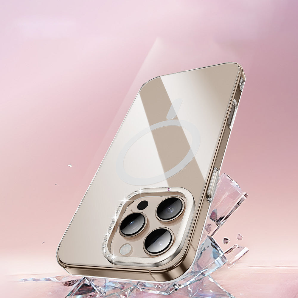 Apple iPhone 16 Pro Max Kılıf M-safe Şarj Özellikli Kamera Standlı Zore Estop Kapak Şeffaf