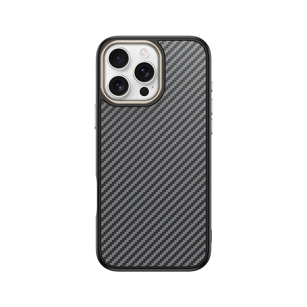 Apple iPhone 16 Pro Max Kılıf M-safe Şarj Özellikli Karbon Fiber Görünümlü Zore Antina Kapak Gri