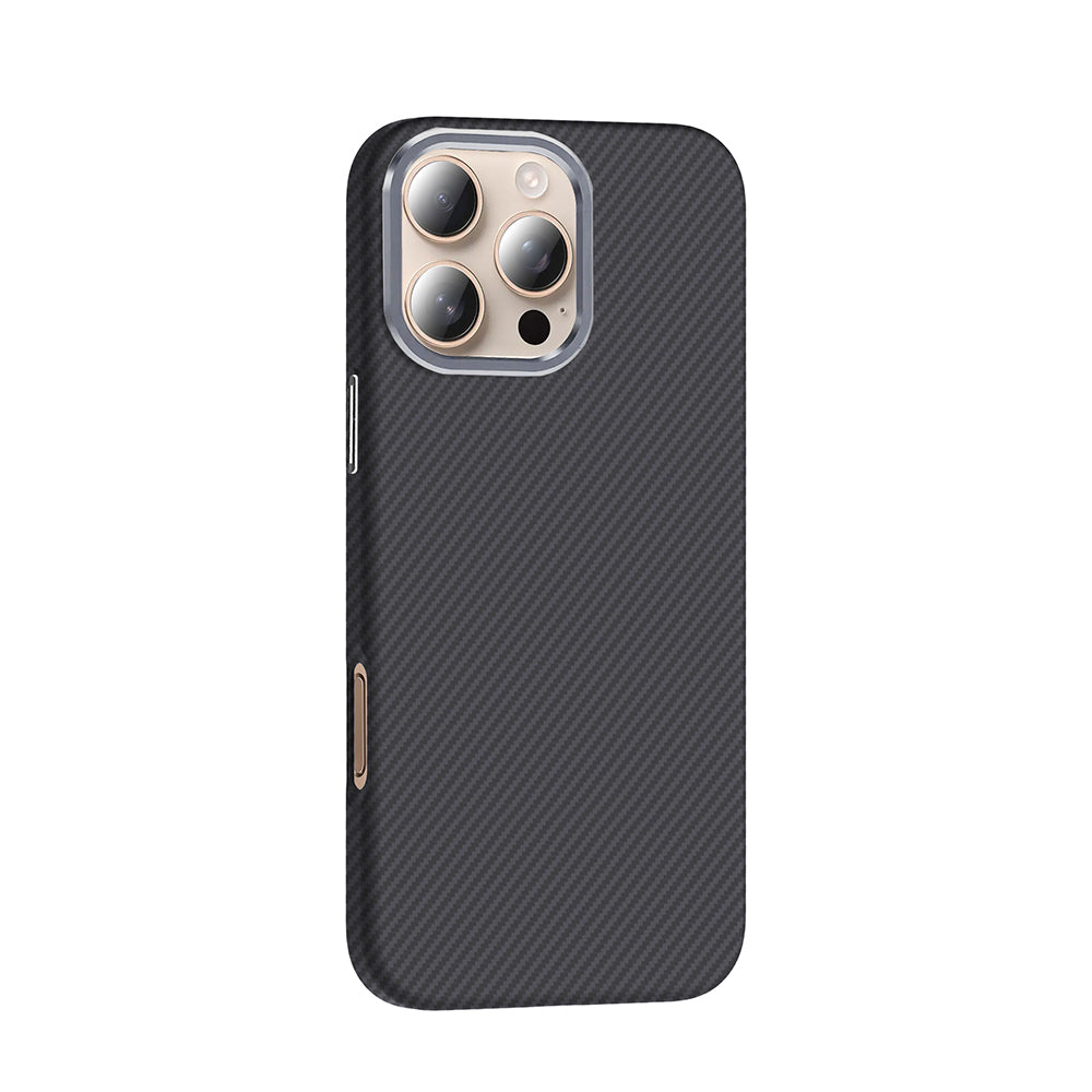 Apple iPhone 16 Pro Max Kılıf M-safe Şarj Özellikli Karbon Fiber Görünümlü Zore Gros Kapak Siyah