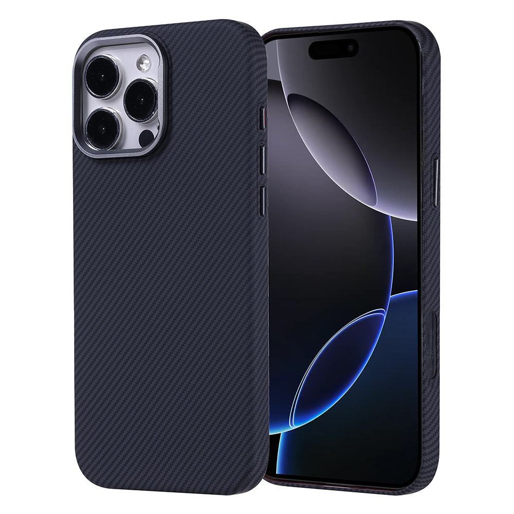 Apple iPhone 16 Pro Max Kılıf M-safe Şarj Özellikli Karbon Fiber Görünümlü Zore Nekst Kapak Yeşil