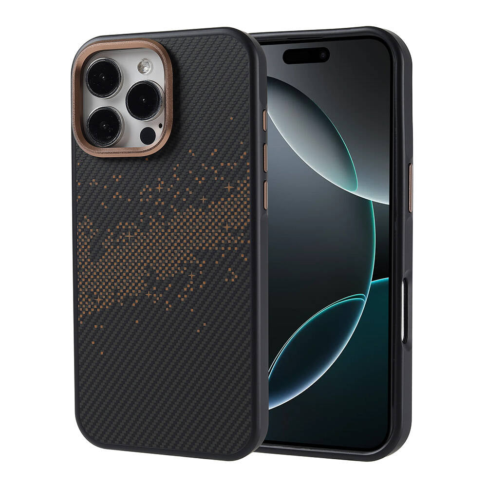 Apple iPhone 16 Pro Max Kılıf M-safe Şarj Özellikli Karbon Fiber Tasarımlı Zore Vave Kapak Gri