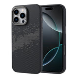 Apple iPhone 16 Pro Max Kılıf M-safe Şarj Özellikli Karbon Fiber Tasarımlı Zore Vave Kapak Gri