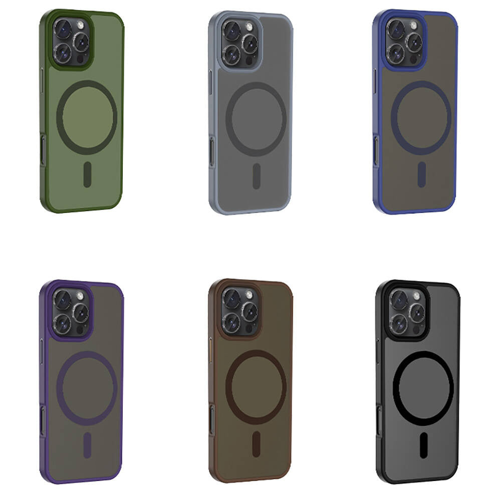 Apple iPhone 16 Pro Max Kılıf M-safe Şarj Özellikli Mat Arka Yüzey Zore Sio Kapak Derin Mor