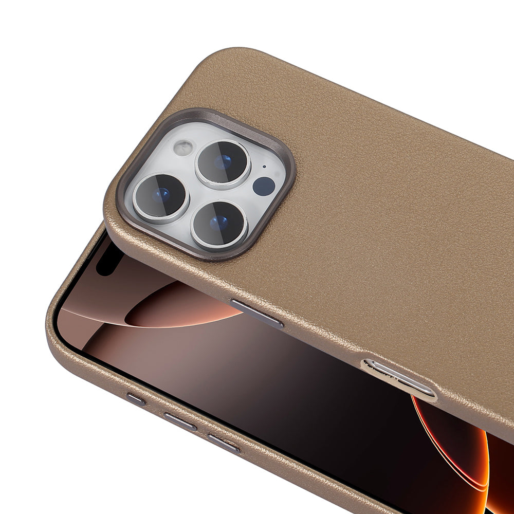 Apple iPhone 16 Pro Max Kılıf M-safe Şarj Özellikli PU Deri Zore Adora Kapak Desert Titanyum
