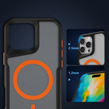 Apple iPhone 16 Pro Max Kılıf M-safe Şarj Özellikli Renkli Kenar Airbag Şeritli Zore Lamer Kapak Turuncu