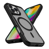 Apple iPhone 16 Pro Max Kılıf M-safe Şarj Özellikli Renkli Kenar Airbag Şeritli Zore Lamer Kapak Siyah