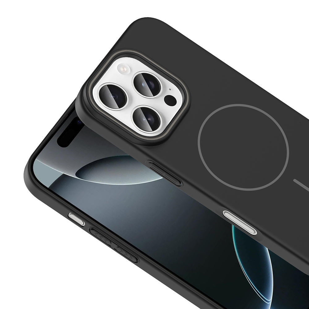 Apple iPhone 16 Pro Max Kılıf M-safe Şarj Özellikli Zore Ruby Sert Kapak Siyah