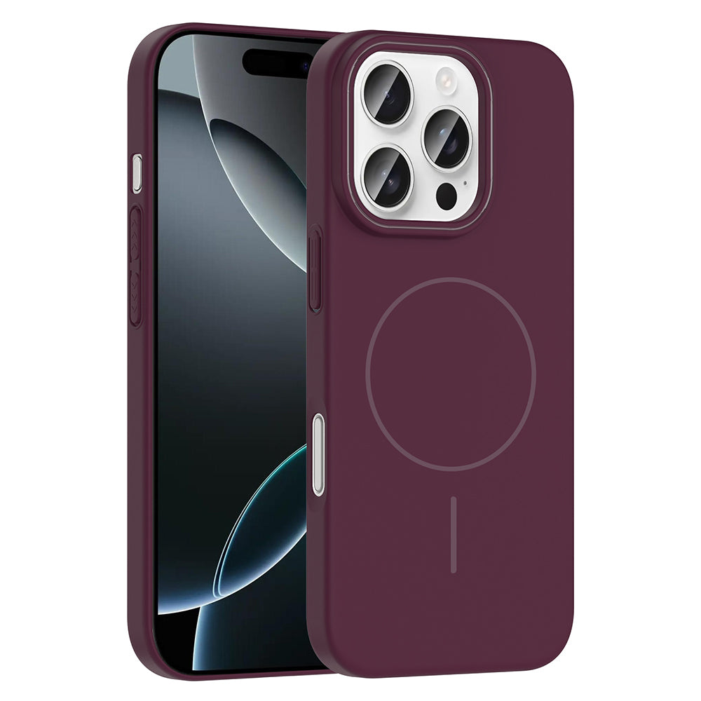 Apple iPhone 16 Pro Max Kılıf M-safe Şarj Özellikli Zore Ruby Sert Kapak Mürdüm