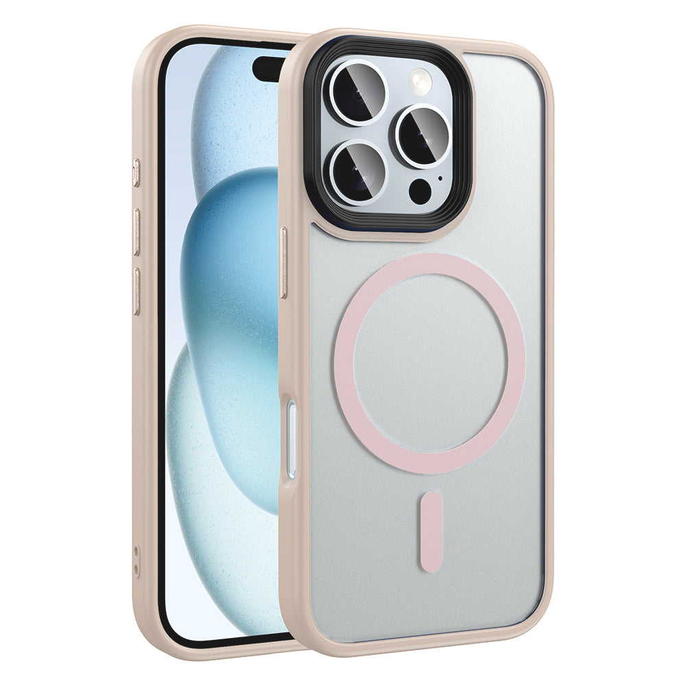 Apple iPhone 16 Pro Max Kılıf Mat Arka Yüzey Wireless Şarj Özellikli Zore Flet M-safe Kapak Rose Gold