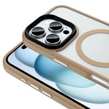 Apple iPhone 16 Pro Max Kılıf Mat Arka Yüzey Wireless Şarj Özellikli Zore Flet M-safe Kapak Rose Brown