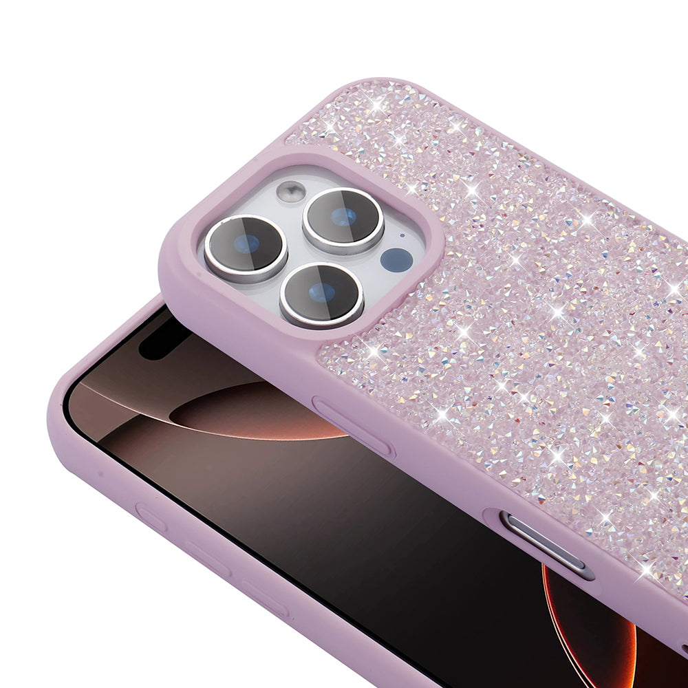 Apple iPhone 16 Pro Max Kılıf Parlak Taşlı Tasarım Zore Pırlanta Kapak Lila