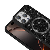 Apple iPhone 16 Pro Max Kılıf Pırlanta Tasarımlı M-safe Şarj Özellikli Zore Mozaik Silikon Kapak Desert Titanyum