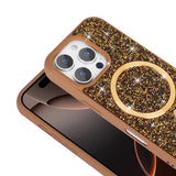 Apple iPhone 16 Pro Max Kılıf Pırlanta Tasarımlı M-safe Şarj Özellikli Zore Mozaik Silikon Kapak Desert Titanyum