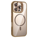 Apple iPhone 16 Pro Max Kılıf Standlı ve Kamera Lens Hediyeli M-Safe Şarj Özellikli Zore Etro Kapak Gri